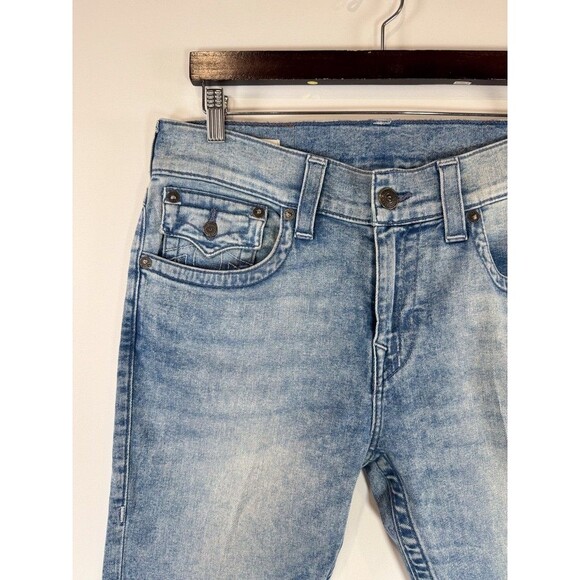 True Religion Mens Jeans Blue Rocco Relaxed Skinny Denim Stretch Acid Wash 32x34 - Picture 9 of 14